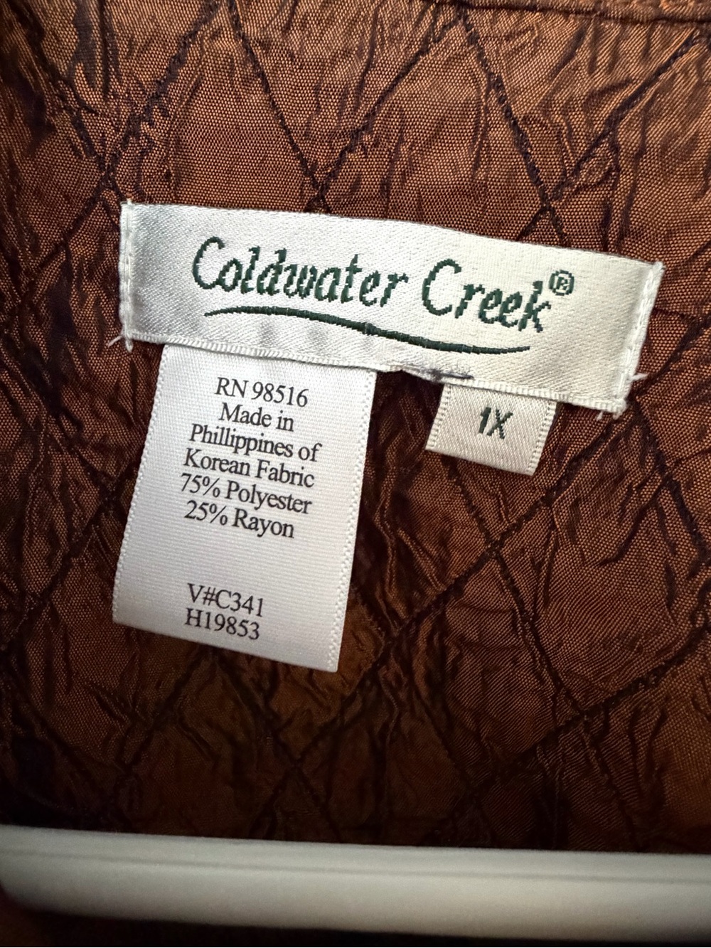 Coldwater Creek Quilted Copper-Brown Button Front Jacket - Picture 2 of 4